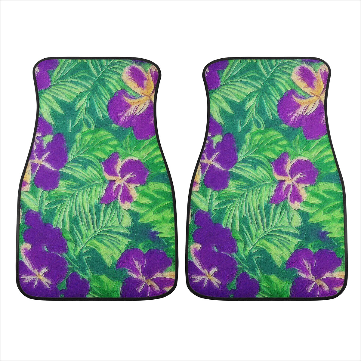 Blue Flag Iris on Green Car Floor Mats - Luxtrini, LLC