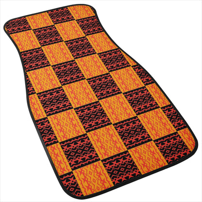 Black and Orange Tribal Design - Car Floor Mats