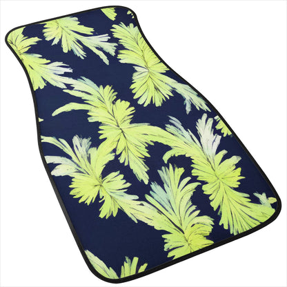 Palm Fronds - Lime Green and Black Car Floor Mats