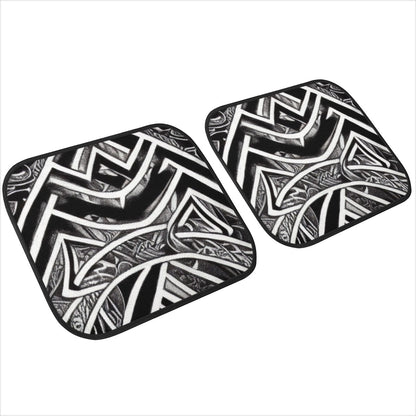 Black and White Polynesian Car Floor Mats