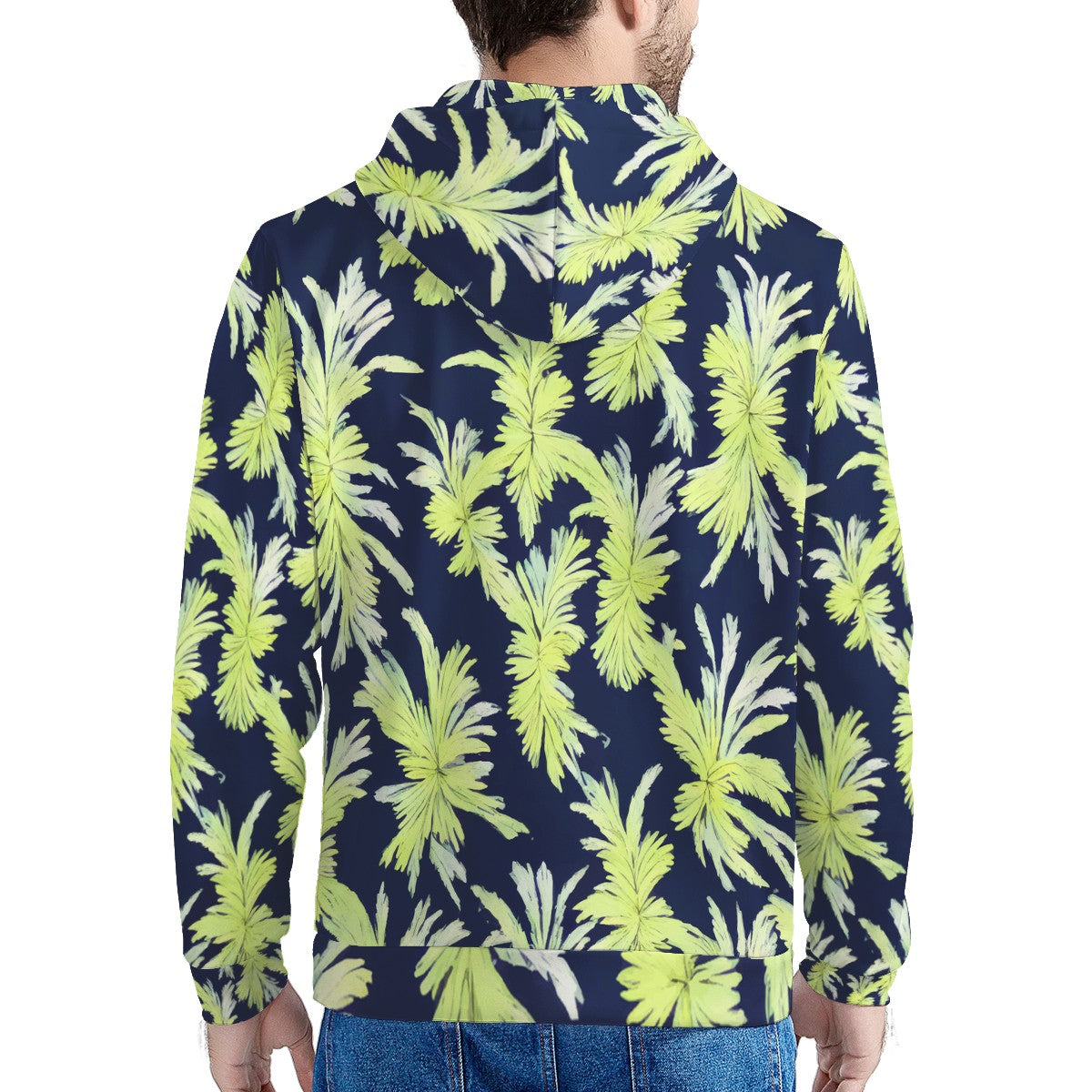 Puakenikeni - Lime Green and Black Men's All Over Print Hoodie - Luxtrini, LLC