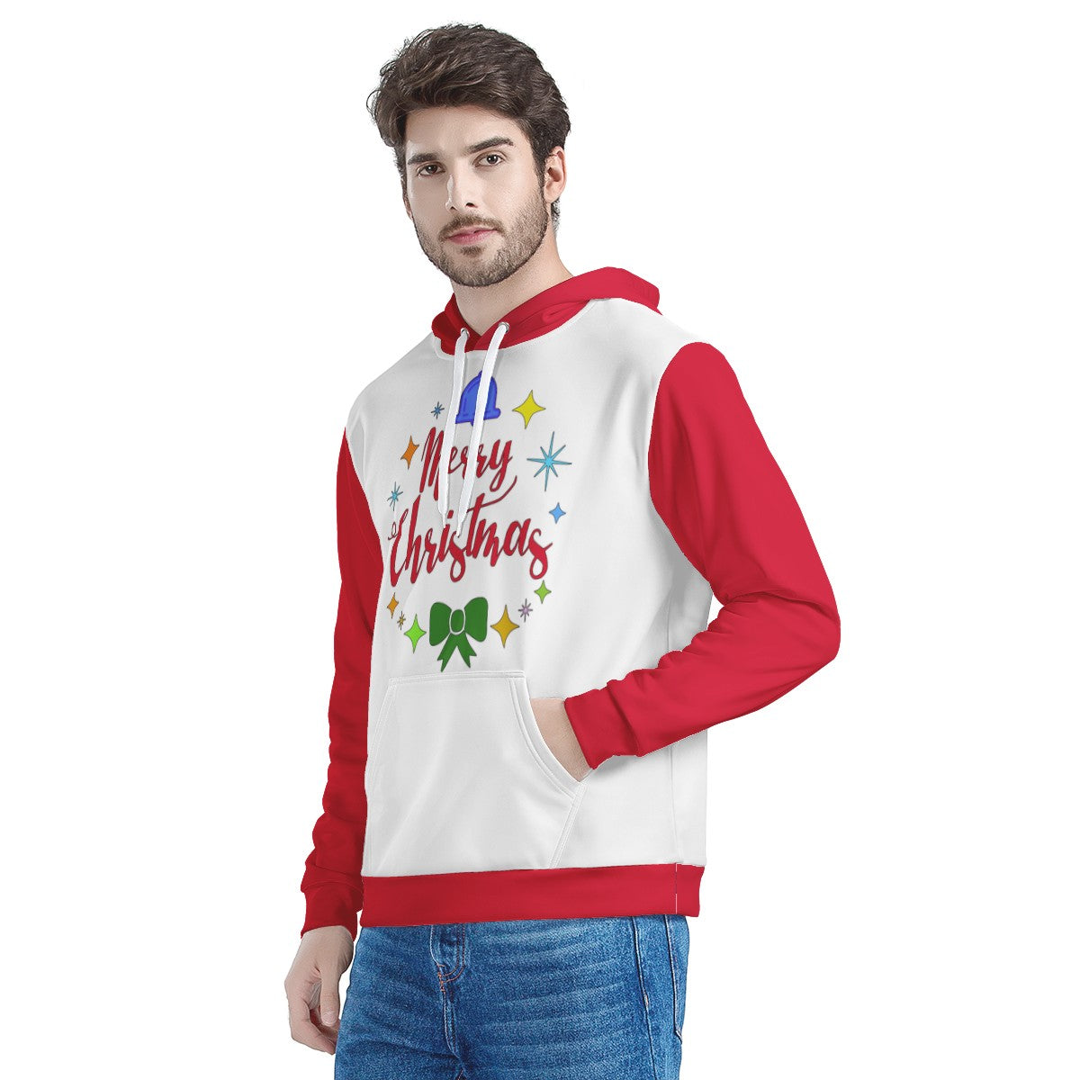 Men's All Over Print Hoodie - Merry Christmas - Luxtrini, LLC