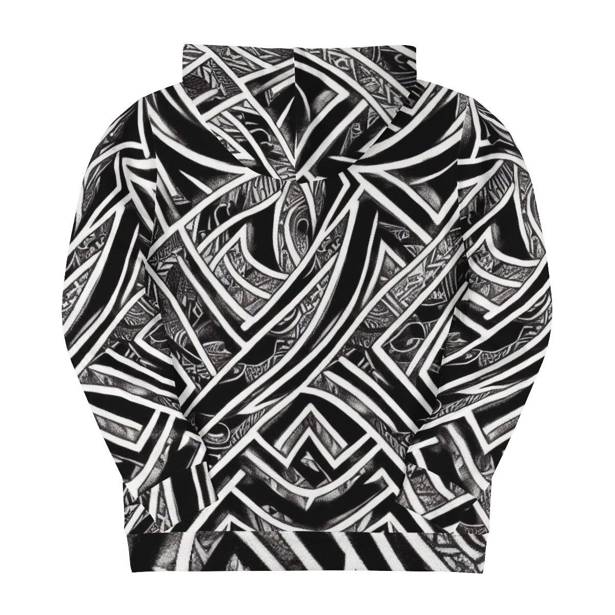 Black and White Polynesian Men's All Over Print Hoodie