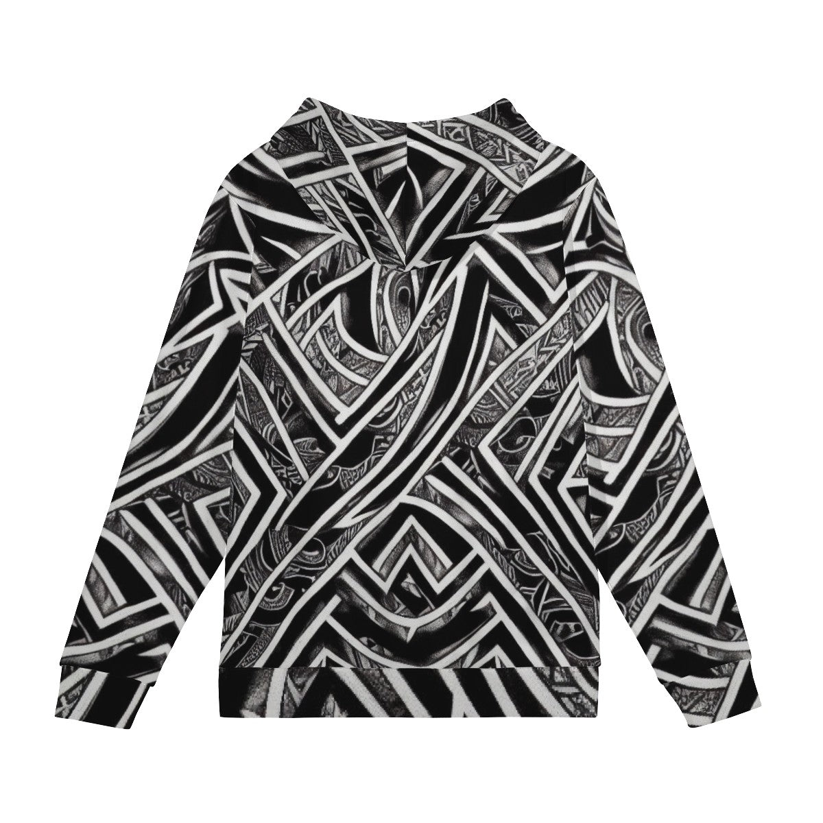 Black and White Polynesian Men's All Over Print Hoodie