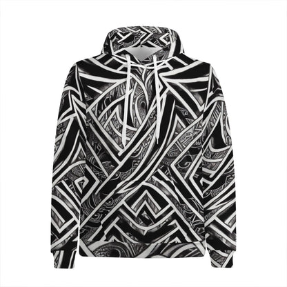 Black and White Polynesian Men's All Over Print Hoodie