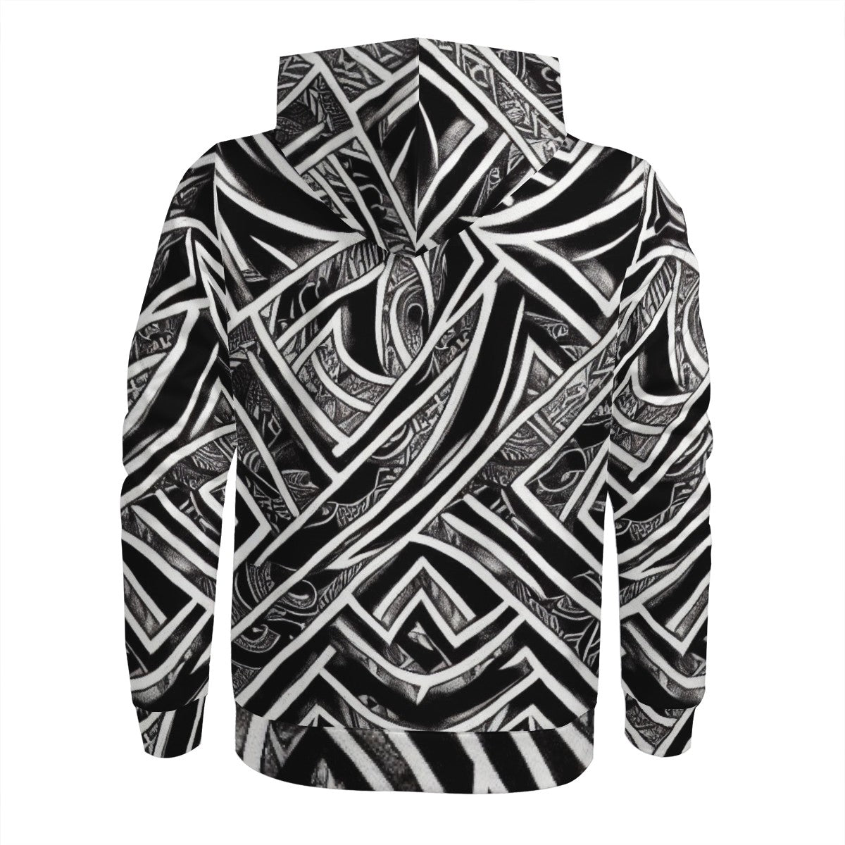 Black and White Polynesian Men's All Over Print Hoodie