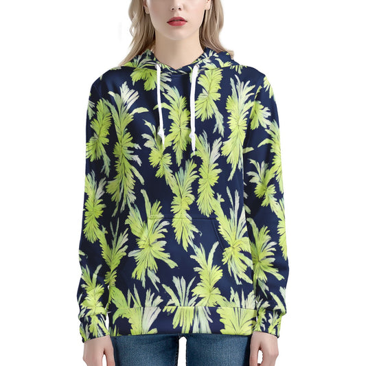 Puakenikeni - Lime Green and Black Women's All Over Print Hoodie - Luxtrini, LLC