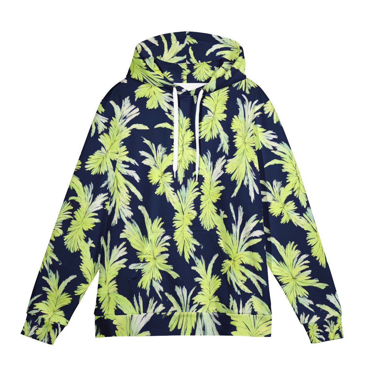 Puakenikeni - Lime Green and Black Women's All Over Print Hoodie - Luxtrini, LLC