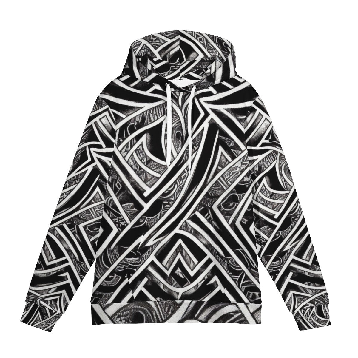 Black and White Polynesian Women's All Over Print Hoodie