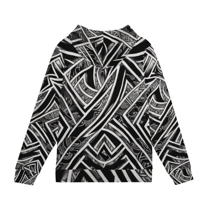 Black and White Polynesian Women's All Over Print Hoodie