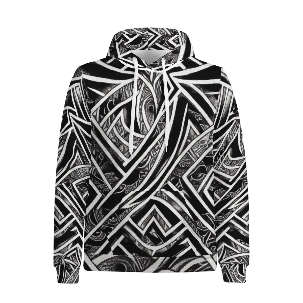 Black and White Polynesian Women's All Over Print Hoodie