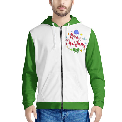 Men's All Over Print Zip Hoodie - Merry Christmas - Luxtrini, LLC