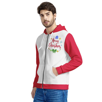 Men's All Over Print Zip Hoodie - Merry Christmas - Luxtrini, LLC