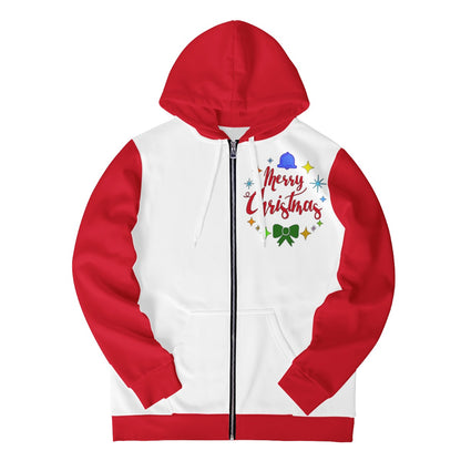 Men's All Over Print Zip Hoodie - Merry Christmas - Luxtrini, LLC