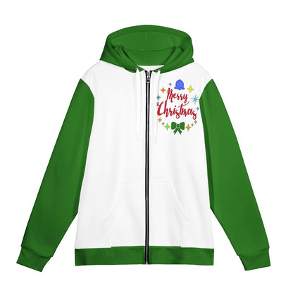 Men's All Over Print Zip Hoodie - Merry Christmas - Luxtrini, LLC