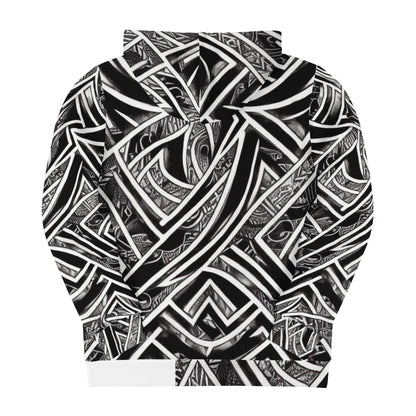 Black and White Polynesian Men's All Over Print Zip Hoodie