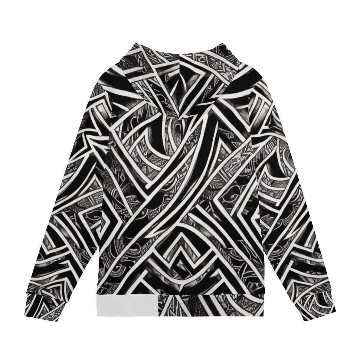 Black and White Polynesian Men's All Over Print Zip Hoodie