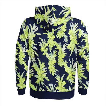 Puakenikeni - Lime Green and Black Men's All Over Print Zip Hoodie - Luxtrini, LLC