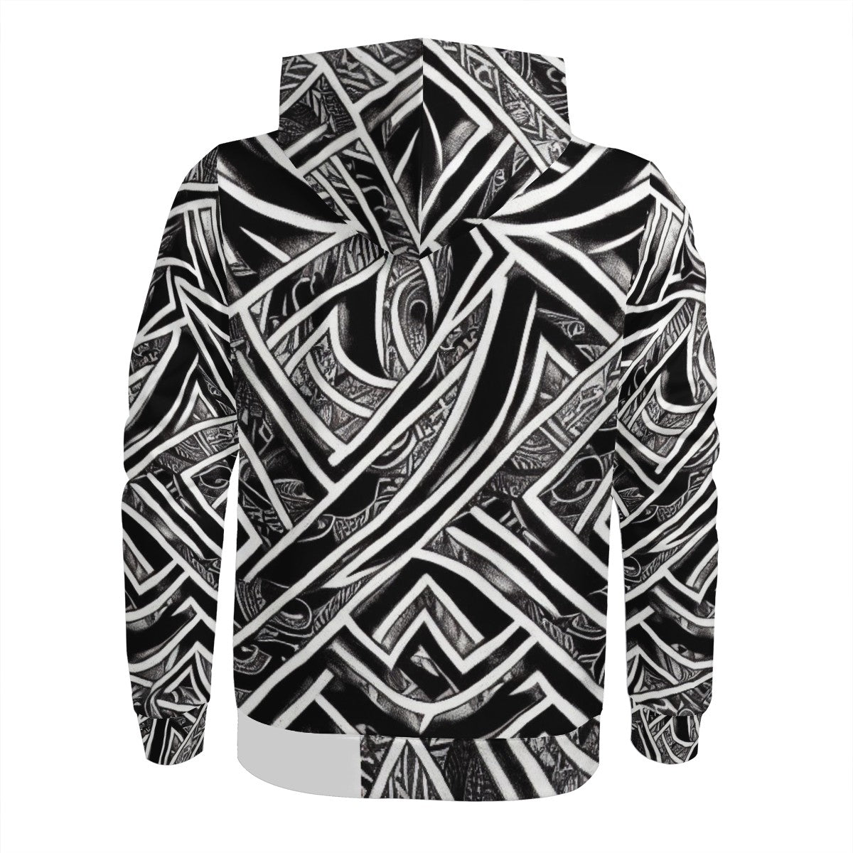 Black and White Polynesian Men's All Over Print Zip Hoodie