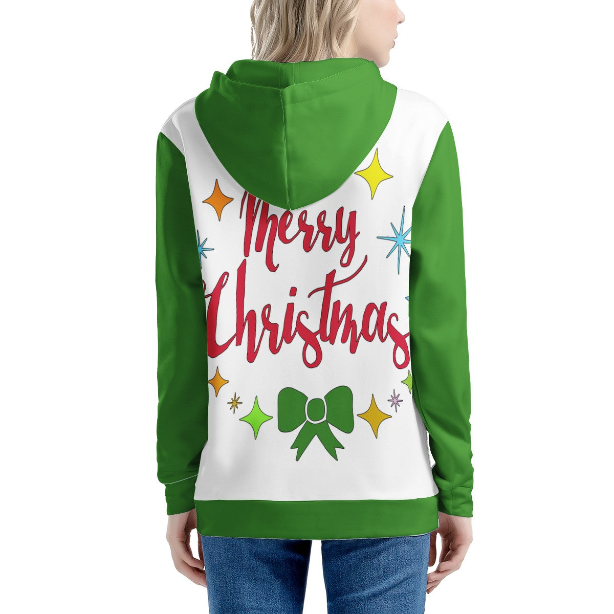 Women's All Over Print Zip Hoodie - Merry Christmas - Luxtrini, LLC