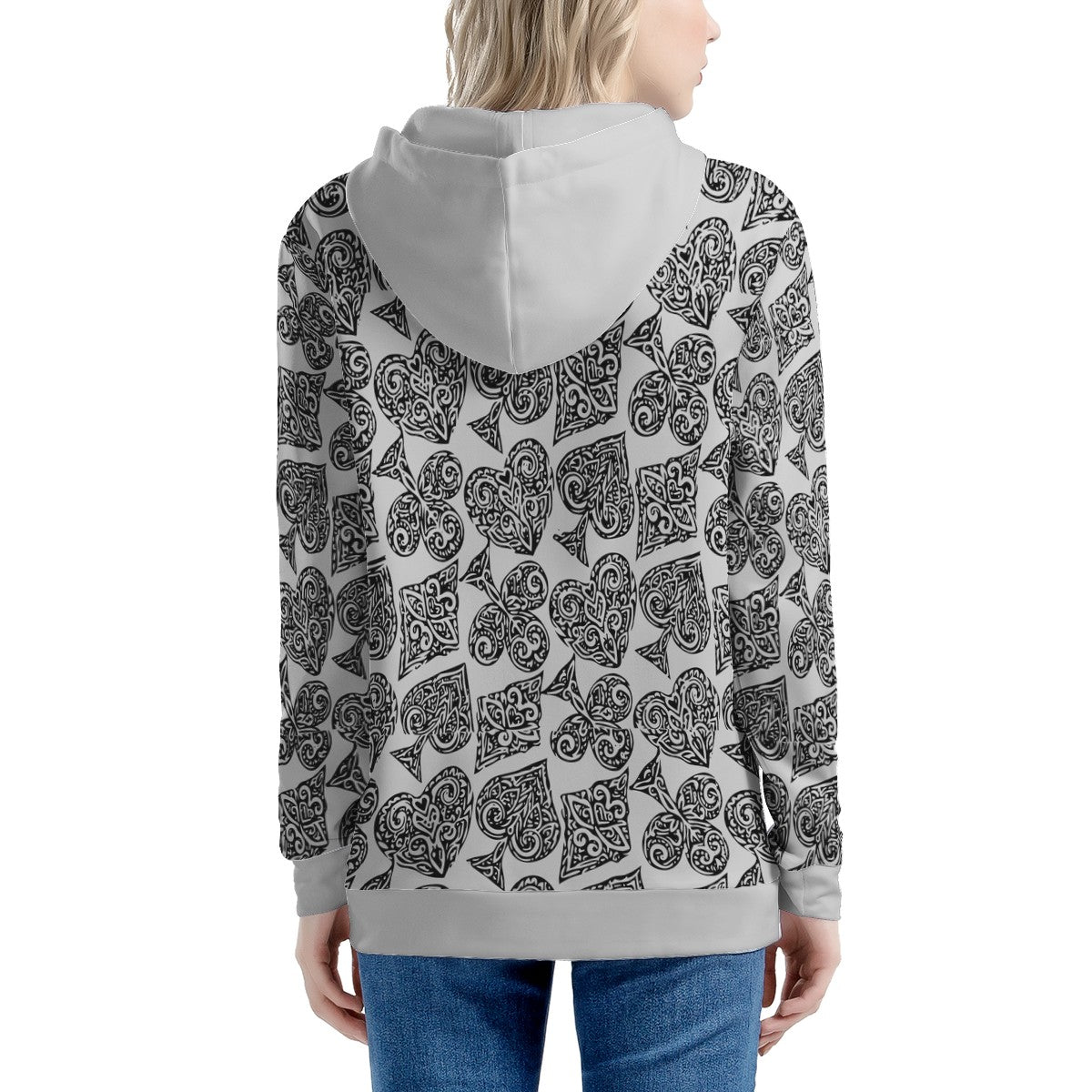 Poker Women's All Over Print Zip Hoodie - Luxtrini, LLC