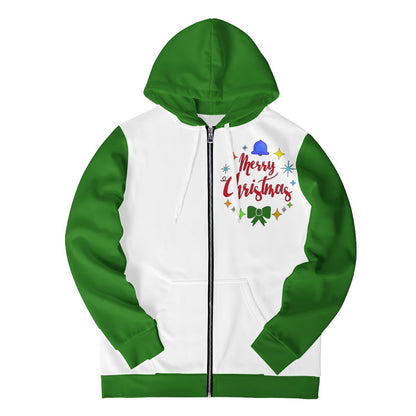 Women's All Over Print Zip Hoodie - Merry Christmas - Luxtrini, LLC