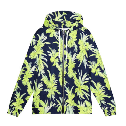 Puakenikeni - Lime Green and Black Women's All Over Print Zip Hoodie - Luxtrini, LLC