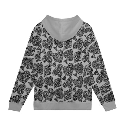 Poker Women's All Over Print Zip Hoodie - Luxtrini, LLC