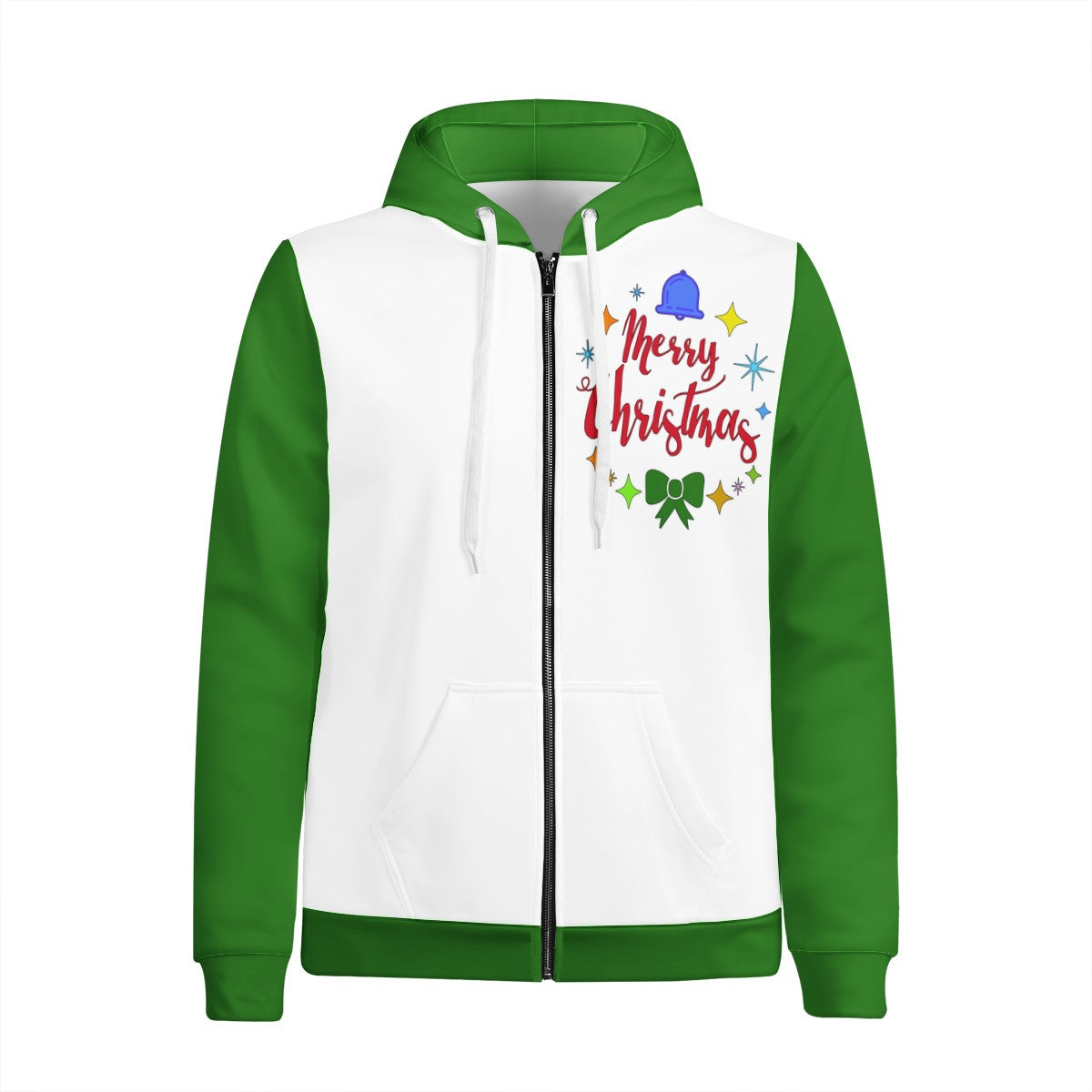 Women's All Over Print Zip Hoodie - Merry Christmas - Luxtrini, LLC