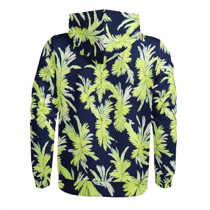 Puakenikeni - Lime Green and Black Women's All Over Print Zip Hoodie - Luxtrini, LLC