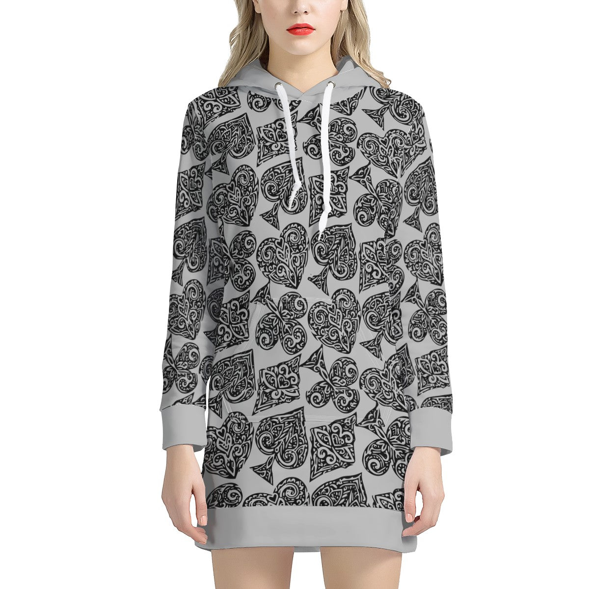 Poker Women's Hoodie Dress - Luxtrini, LLC