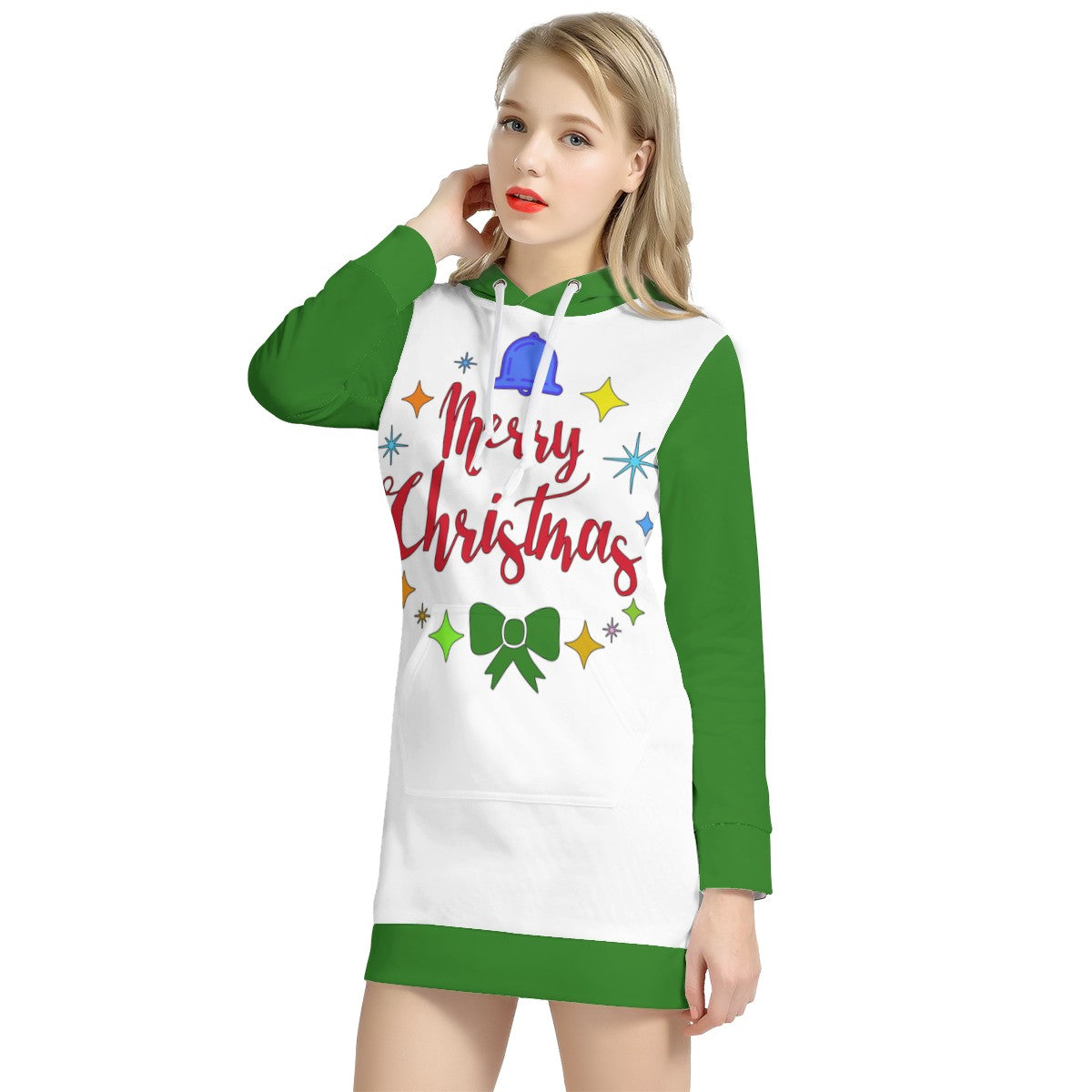 Women's Hoodie Dress - Merry Christmas - Luxtrini, LLC