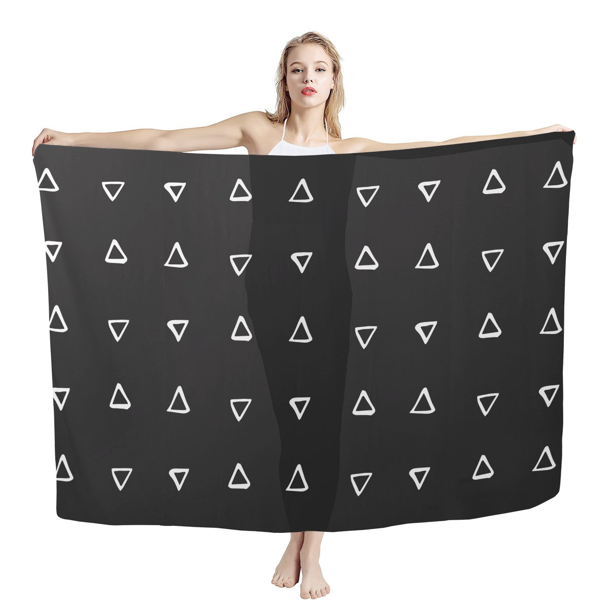 African Ethnic Mudcloth  #19 Black and White Sarong Scarf