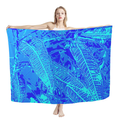 Vibrant Blue Croton  Sarong Scarf