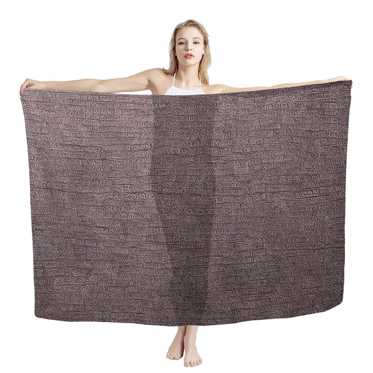 African Ethnic Mudcloth Brown Sarong Scarf