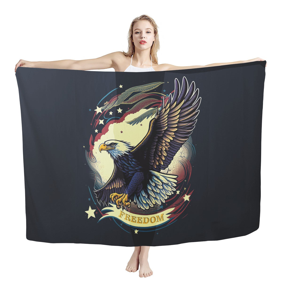 Freedom Flyer: Celebrating the Bald Eagle as a Symbol of Freedom and Strength in the USA Sarong Scarf