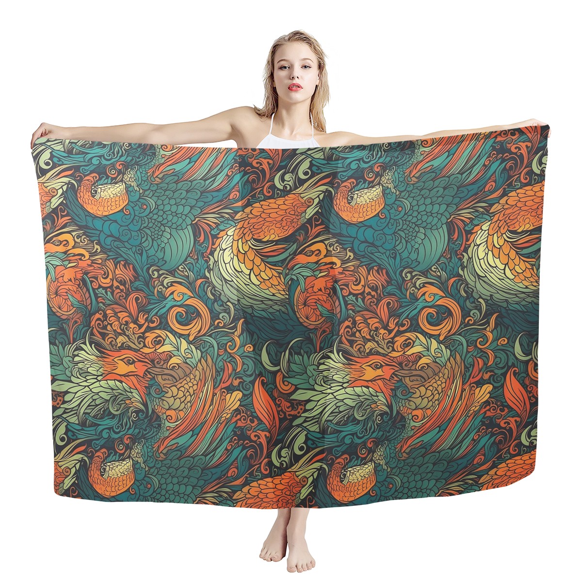 Our Exquisite Dragon and Phoenix Sarong Scarf