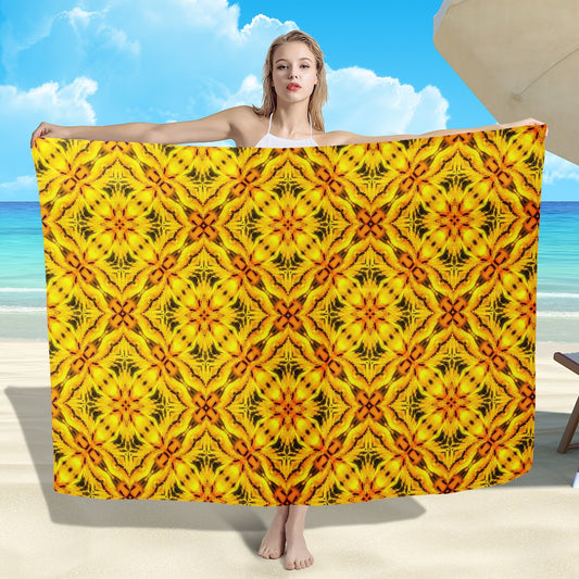 Exotic and Radiant: Yellow Toghu Cameroon Sarong Scarf - Personalized Print Sarong for Women's Beach Fashion