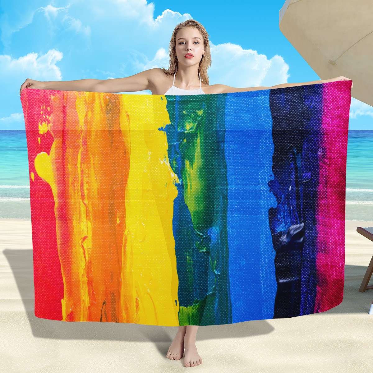 Rainbow Painting Sarong Scarf