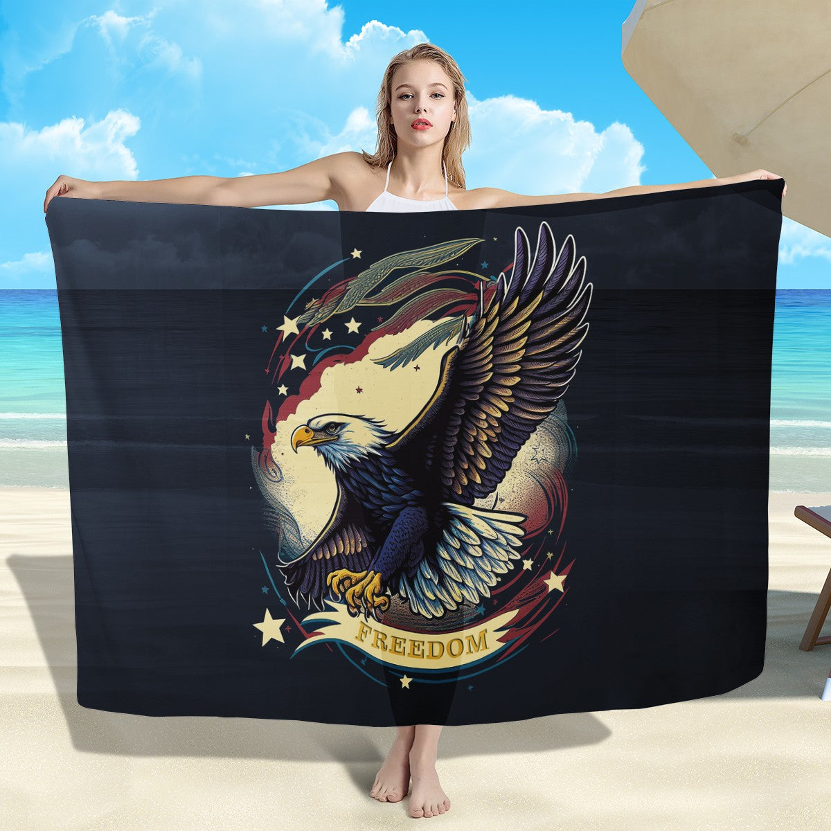 Freedom Flyer: Celebrating the Bald Eagle as a Symbol of Freedom and Strength in the USA Sarong Scarf