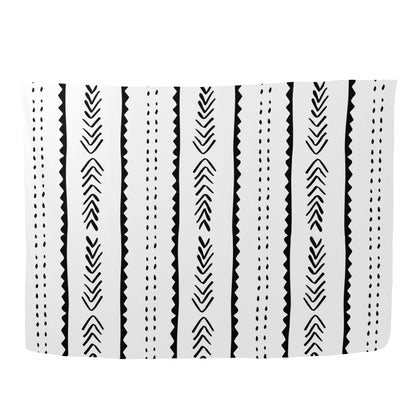 African Ethnic Mudcloth  #20 White and Black Sarong Scarf