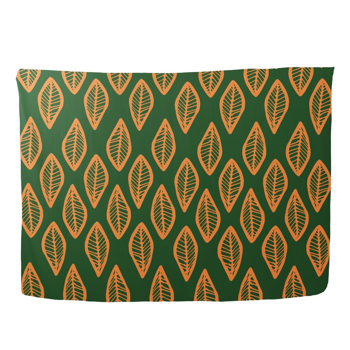 African Ethnic Mudcloth #16 Green and Orange Sarong Scarf