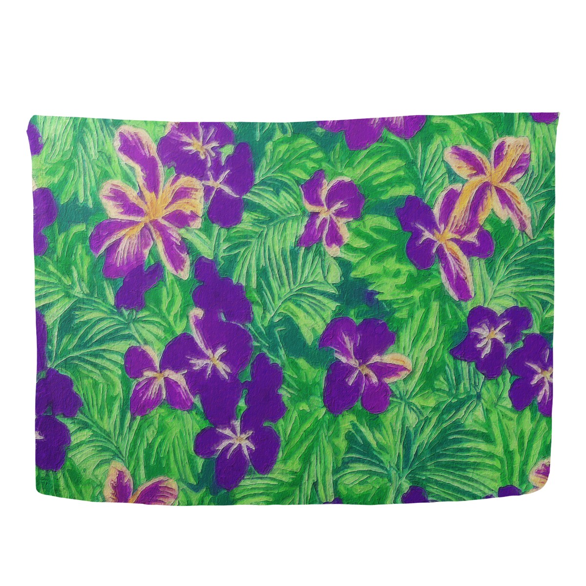 Blue Flag Iris on Green Sarong Scarf - Luxtrini, LLC