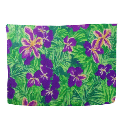 Blue Flag Iris on Green Sarong Scarf - Luxtrini, LLC