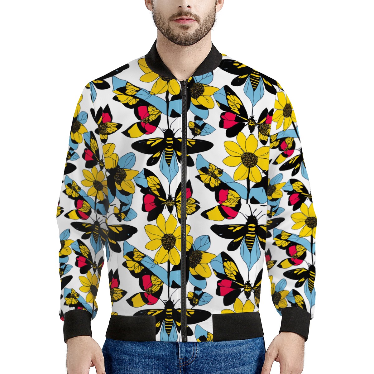 Bees and Sunflowers Men's Bomber Jacket