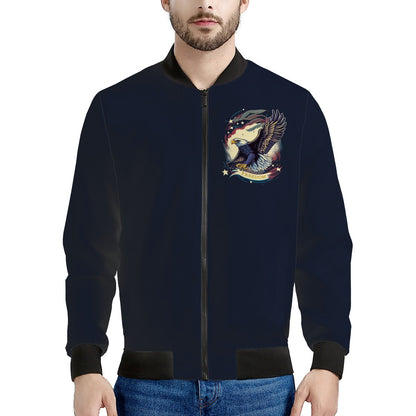 Freedom Flyer: Celebrating the Bald Eagle as a Symbol of Freedom and Strength in the USA Men's Bomber Jacket