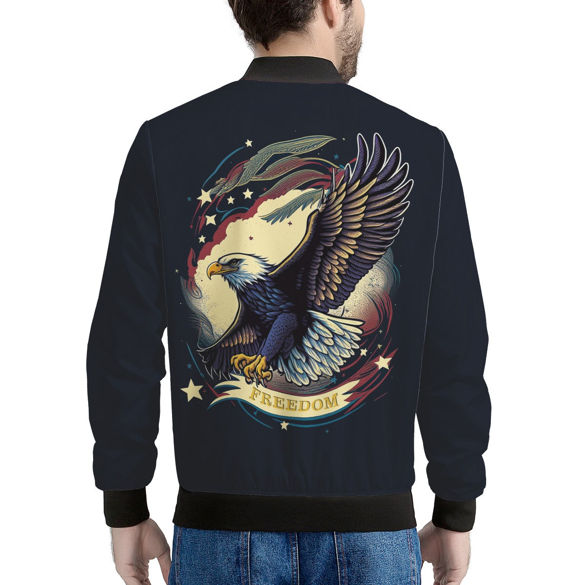 Freedom Flyer: Celebrating the Bald Eagle as a Symbol of Freedom and Strength in the USA Men's Bomber Jacket