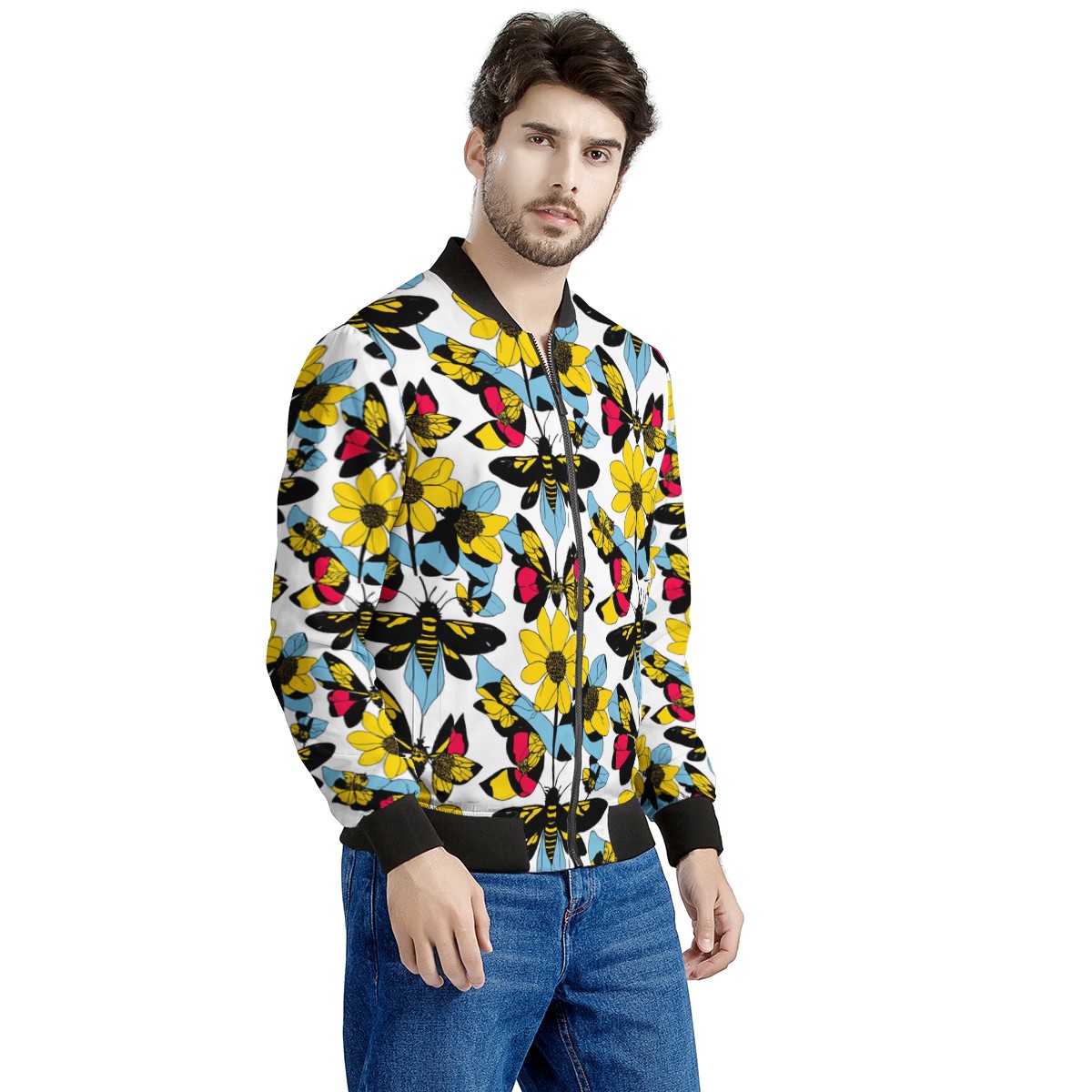 Bees and Sunflowers Men's Bomber Jacket