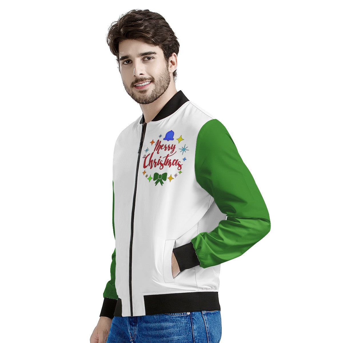 Men's Bomber Jacket- Merry Christmas - Luxtrini, LLC