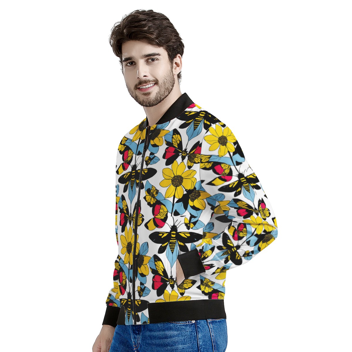 Bees and Sunflowers Men's Bomber Jacket